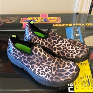 Oofos Recovery Leopard Print Slip-On Shoes